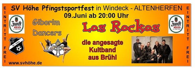 Los Rockos spielen am Pfingstsonntag-Abend live im Festzelt in Windeck-Altenherfen.