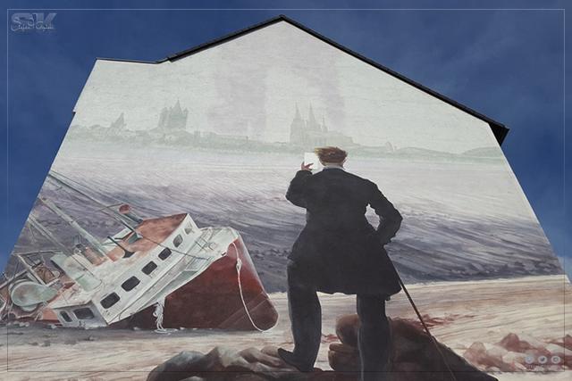 Fassadenkunstwerk der Projektreihe "Wall of Vision" in der Gießener Straße in Köln-Kalk.