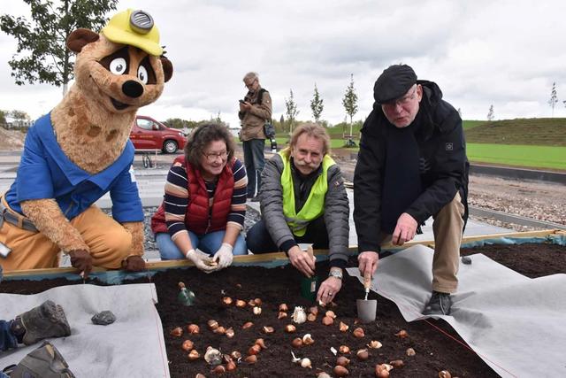 LaGa-Maskottchen "Kalli" überwachte die Pflanzaktion