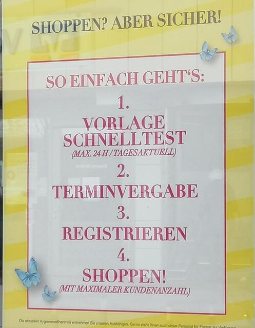Negativ Test als Eintrittskarte zum Einkaufen.
